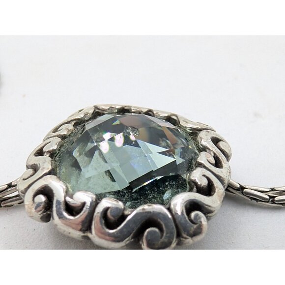 Brighton Necklace Danube Blue Faceted Pendant Crystal Silver Double Chain READ - Picture 4 of 10